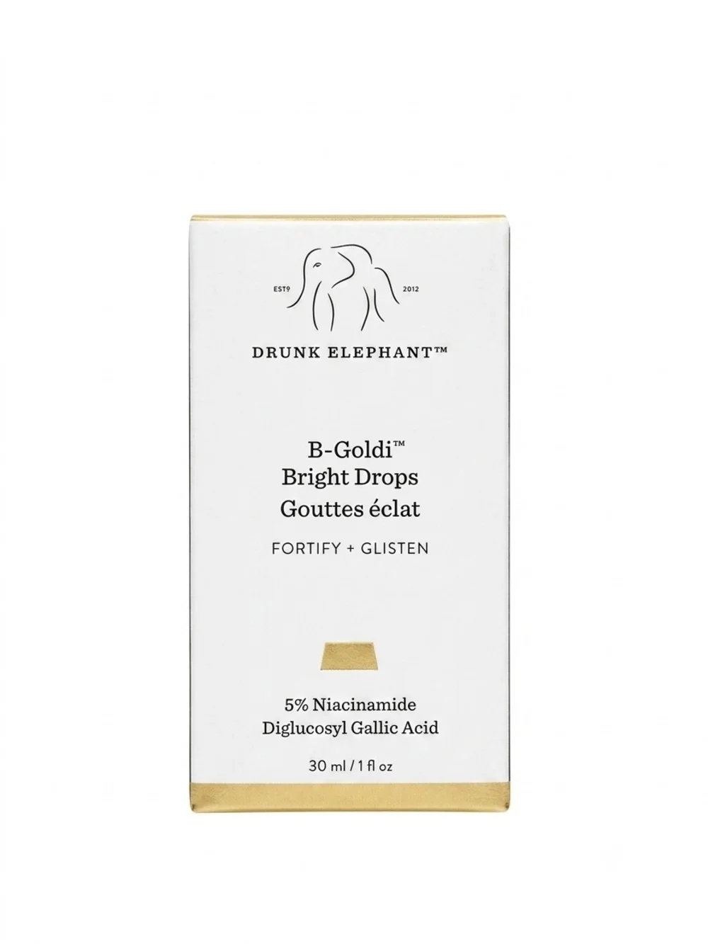 Drunk Elephant B-Goldi Bright Drops - White & Gold Packaging